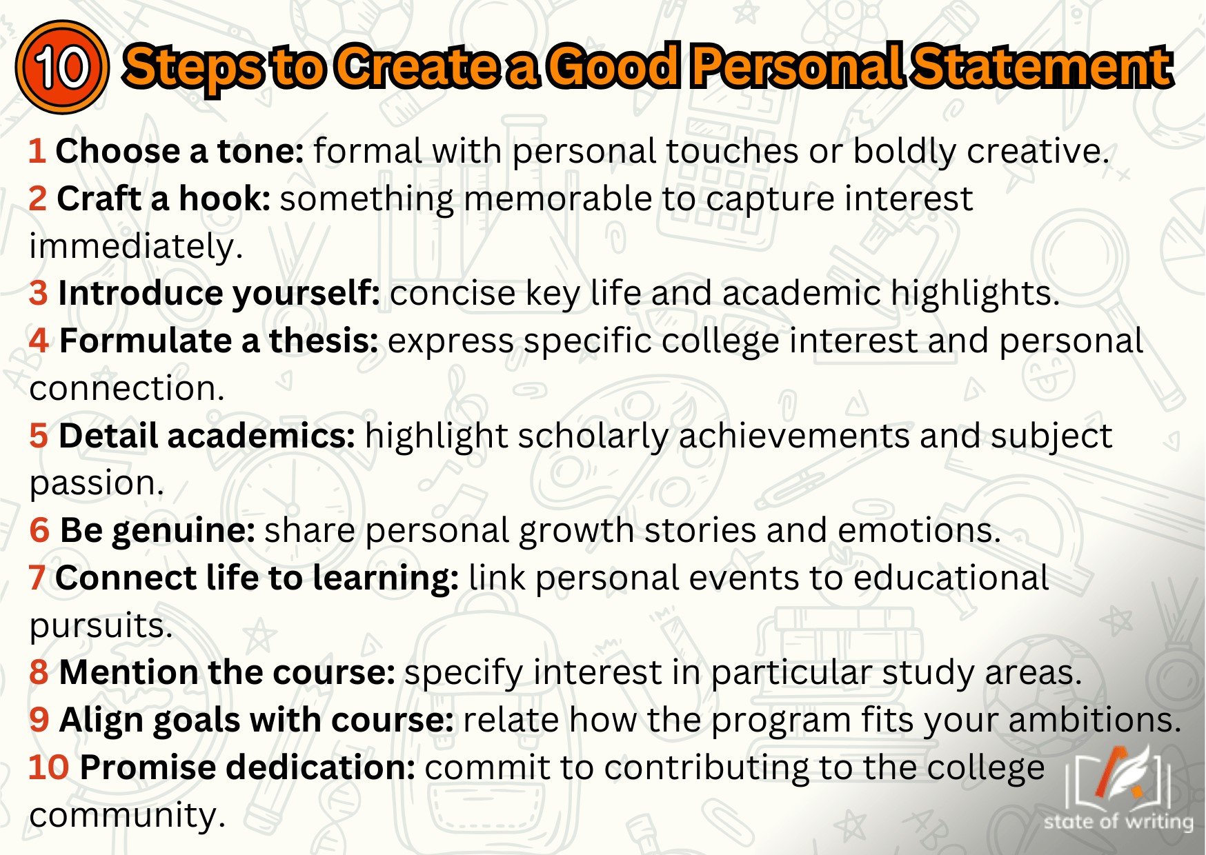 Steps to create a good personal statement